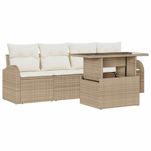 vidaXL Salon de jardin avec coussins 5 pcs Beige Résine tressée