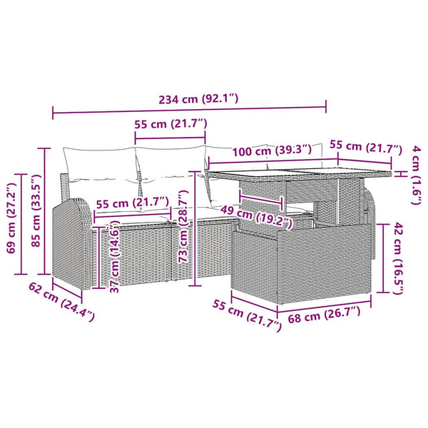 vidaXL Salon de jardin avec coussins 5 pcs Beige Résine tressée