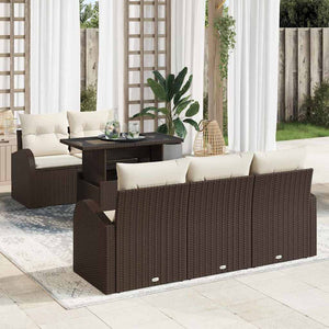 Gartensofa Set Braun Poly Rattan 6-teilig