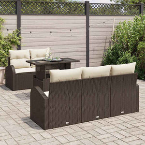 Gartensofa Set Braun Poly Rattan 6-teilig