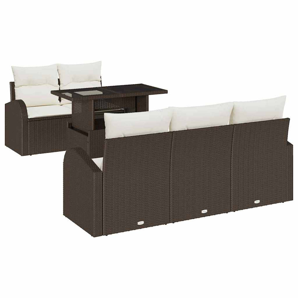 Gartensofa Set Braun Poly Rattan 6-teilig