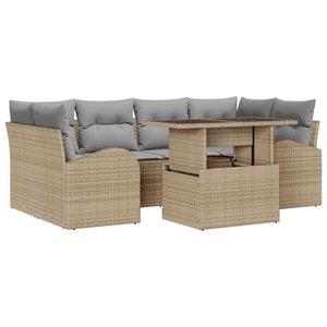 vidaXL Salon de jardin avec coussins 7 pcs Beige Rotin PE