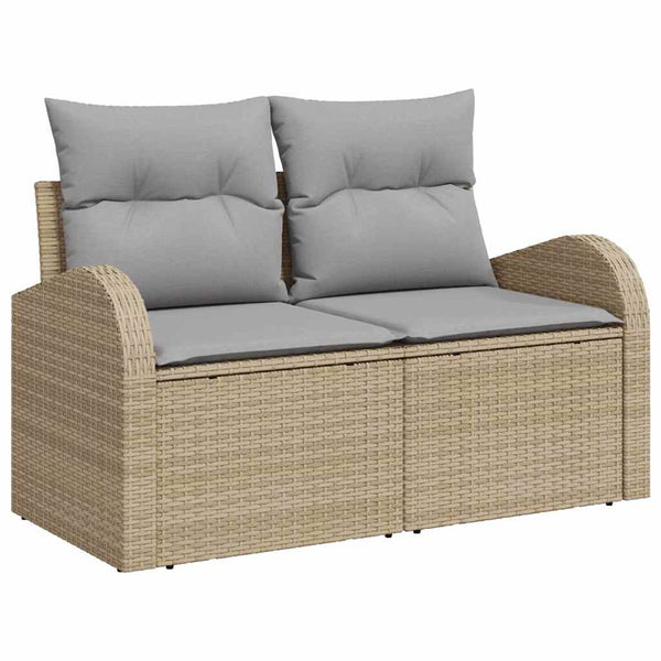 vidaXL Salon de jardin avec coussins 7 pcs Beige Rotin PE