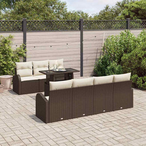 Gartensofa Set Braun Poly Rattan 8-teilig