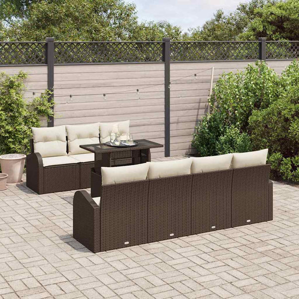 Gartensofa Set Braun Poly Rattan 8-teilig