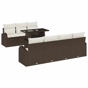 Gartensofa Set Braun Poly Rattan 8-teilig
