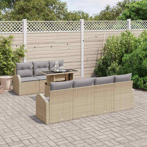 Gartensofa Set Beige Poly Rattan 8-teilig