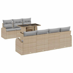 Gartensofa Set Beige Poly Rattan 8-teilig