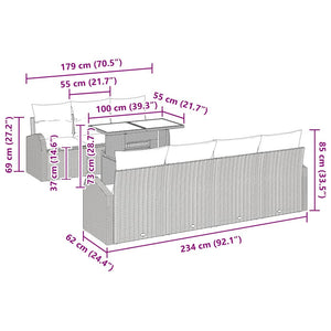 Gartensofa Set Beige Poly Rattan 8-teilig
