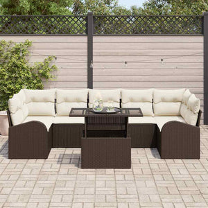 Garten Sofa Set Braun Poly Rattan 8-teilig