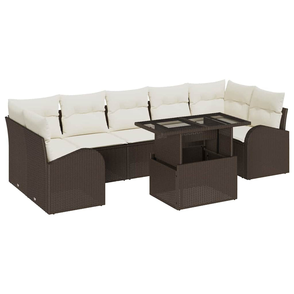 Garten Sofa Set Braun Poly Rattan 8-teilig