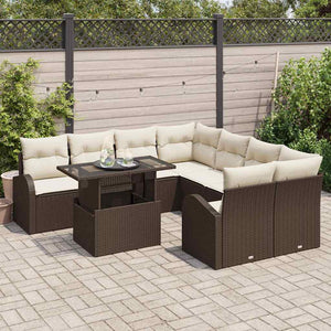 vidaXL Salon de jardin avec rangement 9 pcs Marron Résine tressée