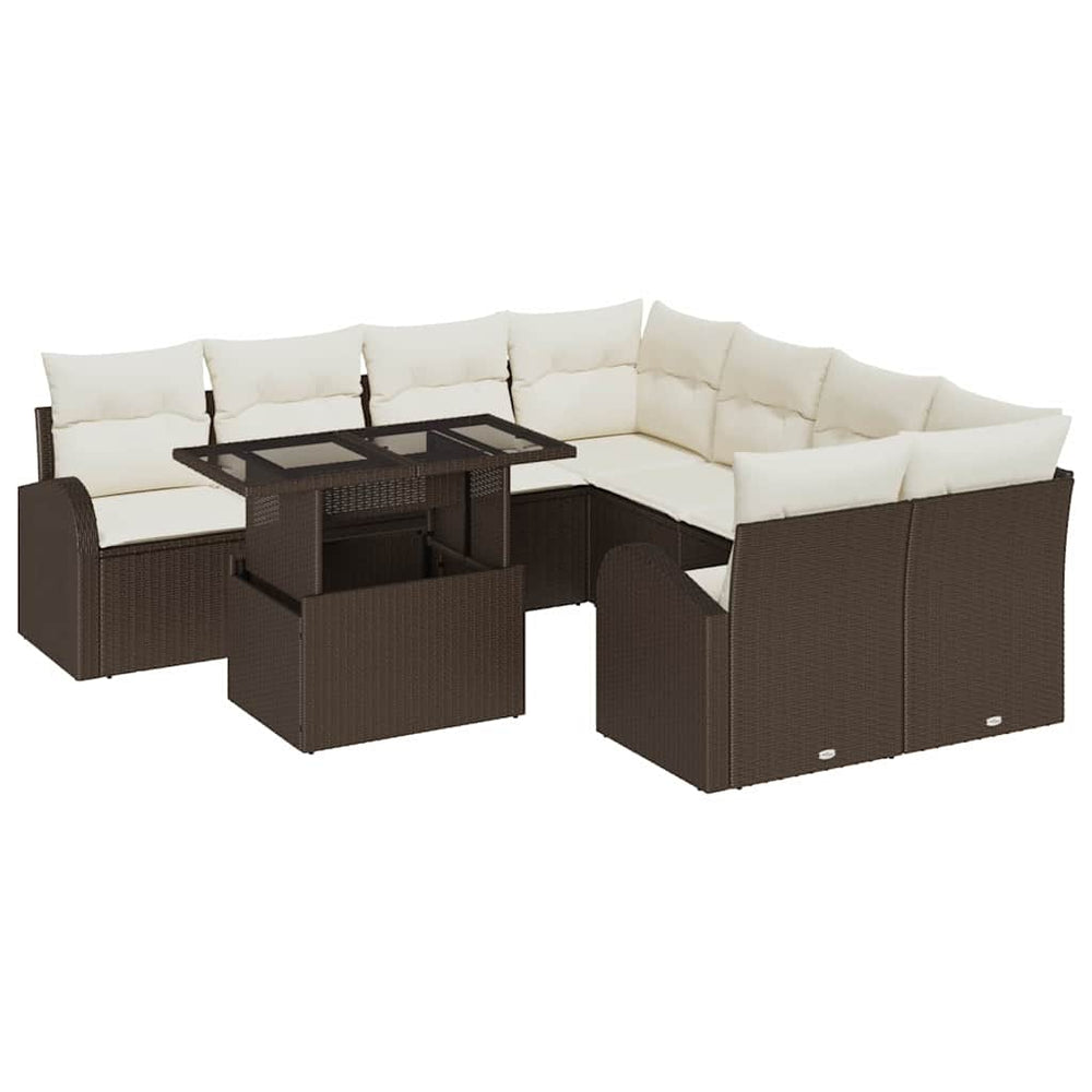 Gartensofa Set Braun Poly Rattan mit Stauraum
