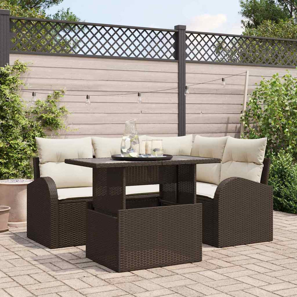 Gartenmöbel Set Braun Poly Rattan 5-teilig