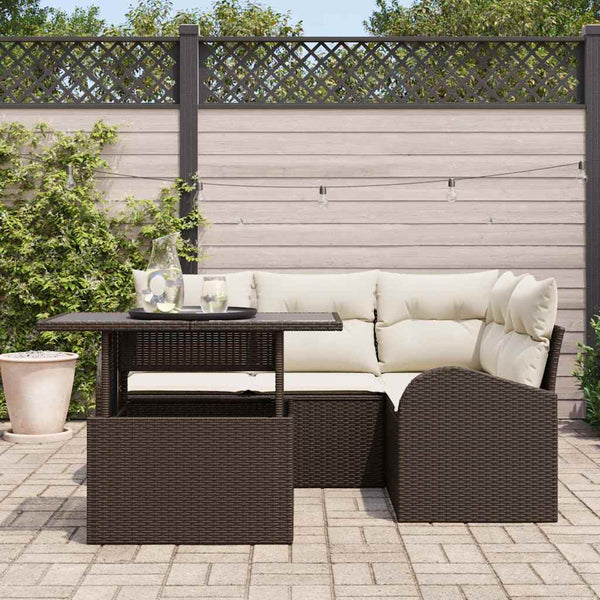 vidaXL Ensemble de canapé de jardin avec coussins 5 pcs Résine tressée Marron
