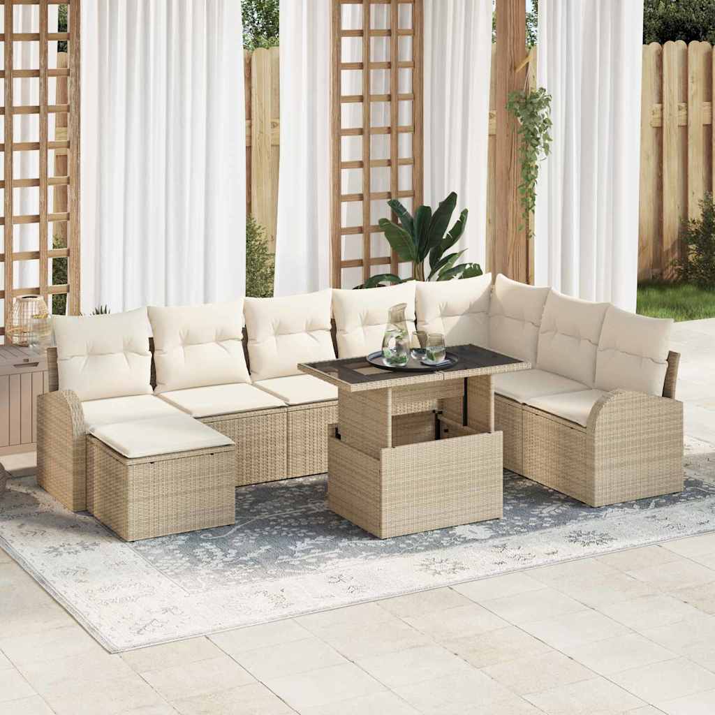 Gartensofa Set mit Stauraum, Beige/Creme