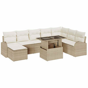 Gartensofa Set mit Stauraum, Beige/Creme