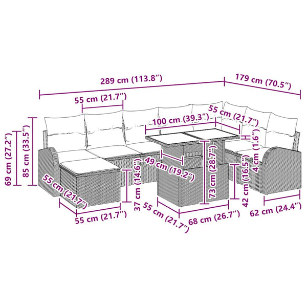 Gartensofa Set mit Stauraum, Beige/Creme