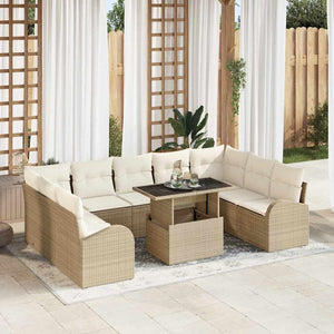 Gartensofa Set mit Stauraum Beige/Creme