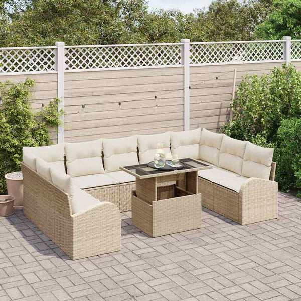 Gartensofa Set mit Stauraum Beige/Creme