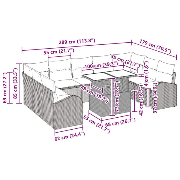 Gartensofa Set mit Stauraum Beige/Creme