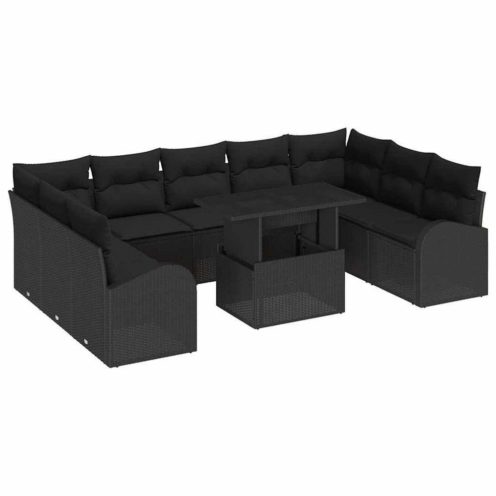 vidaXL Ensemble de canapés de jardin avec rangement 10 pcs Noir Résine tressée