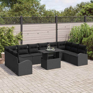 vidaXL Salon de jardin avec rangement 11 pcs Noir Résine tressée