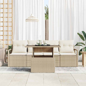 Gartensofa Set mit Stauraum Beige Creme 5-teilig