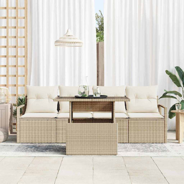 Gartensofa Set mit Stauraum Beige Creme 5-teilig