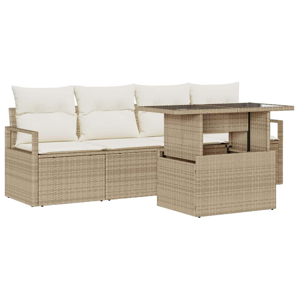 vidaXL Salon de jardin avec rangement 5 pcs Beige et crème résine tressée