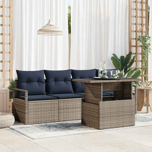 Graues Gartensofa-Set mit Stauraum & Kissen