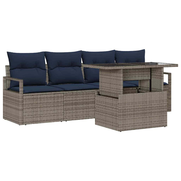 Graues Gartensofa-Set mit Stauraum & Kissen