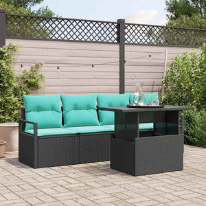 Gartensofa Set mit Stauraum, 5-teilig, Schwarz