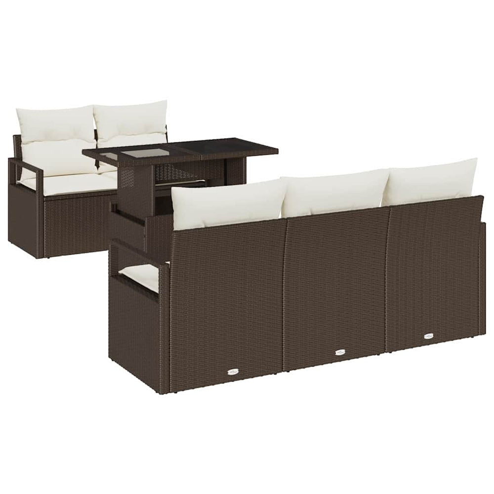 vidaXL Salon de jardin avec rangement 6 pcs marron et crème résine tressée
