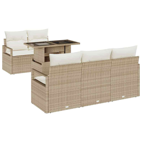 Gartensofa Set mit Stauraum, Beige/Creme