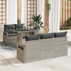 Gartensofa Set mit Stauraum, Hellgrau, 6-teilig