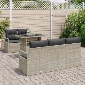 Gartensofa Set mit Stauraum, Hellgrau, 6-teilig