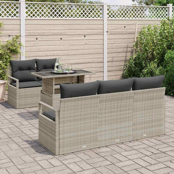 Gartensofa Set mit Stauraum, Hellgrau, 6-teilig