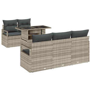 Gartensofa Set mit Stauraum, Hellgrau, 6-teilig