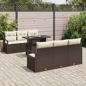 Gartensofa Set mit Stauraum, Braun/Creme