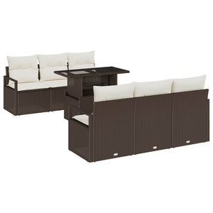 Gartensofa Set mit Stauraum, Braun/Creme