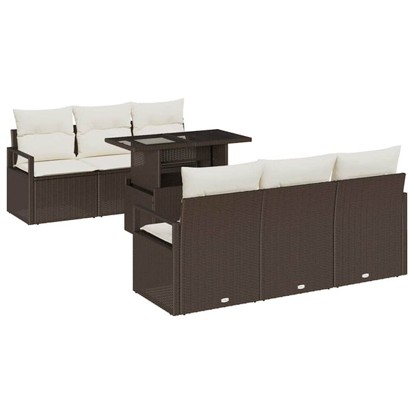 Gartensofa Set mit Stauraum, Braun/Creme