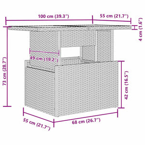 vidaXL Salon de jardin avec rangement et coussins 7 pcs Beige résine tressée