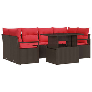 Garten Sofa Set Braun Rot 7-teilig