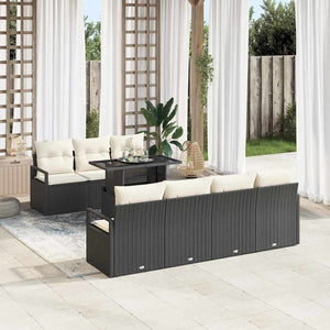 Gartensofa Set mit Stauraum, Schwarz/Creme