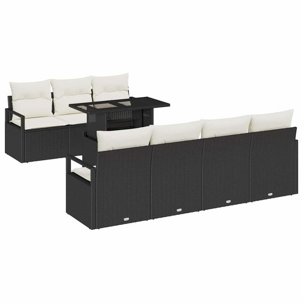 Gartensofa Set mit Stauraum, Schwarz/Creme