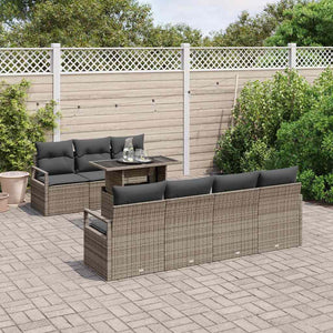 Graues Poly-Rattan Gartensofa-Set mit Kissen