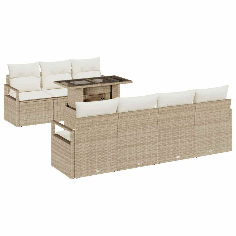 vidaXL Salon de jardin avec rangement 8 pcs Beige et crème Résine tressée