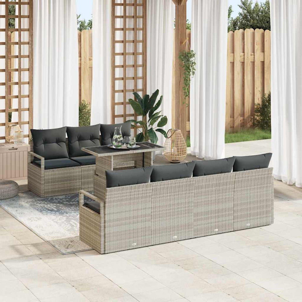 vidaXL Salon de jardin avec rangement 8 pcs Gris clair Résine tressée