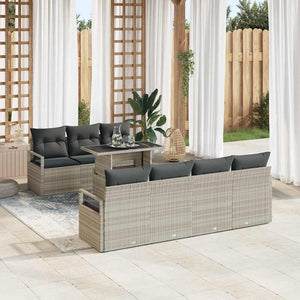vidaXL Salon de jardin avec rangement 8 pcs Gris clair Résine tressée